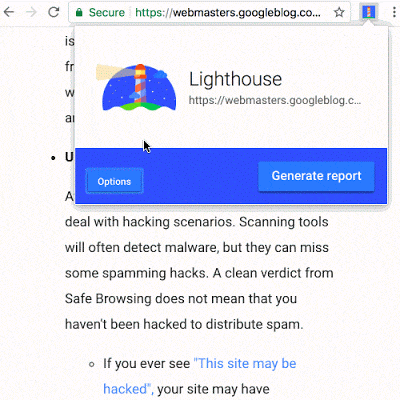 グーグル公式SEOヘルスチェックのChrome拡張機能にLighthouse Chromeがウェブマスター向け公式ブログで発表